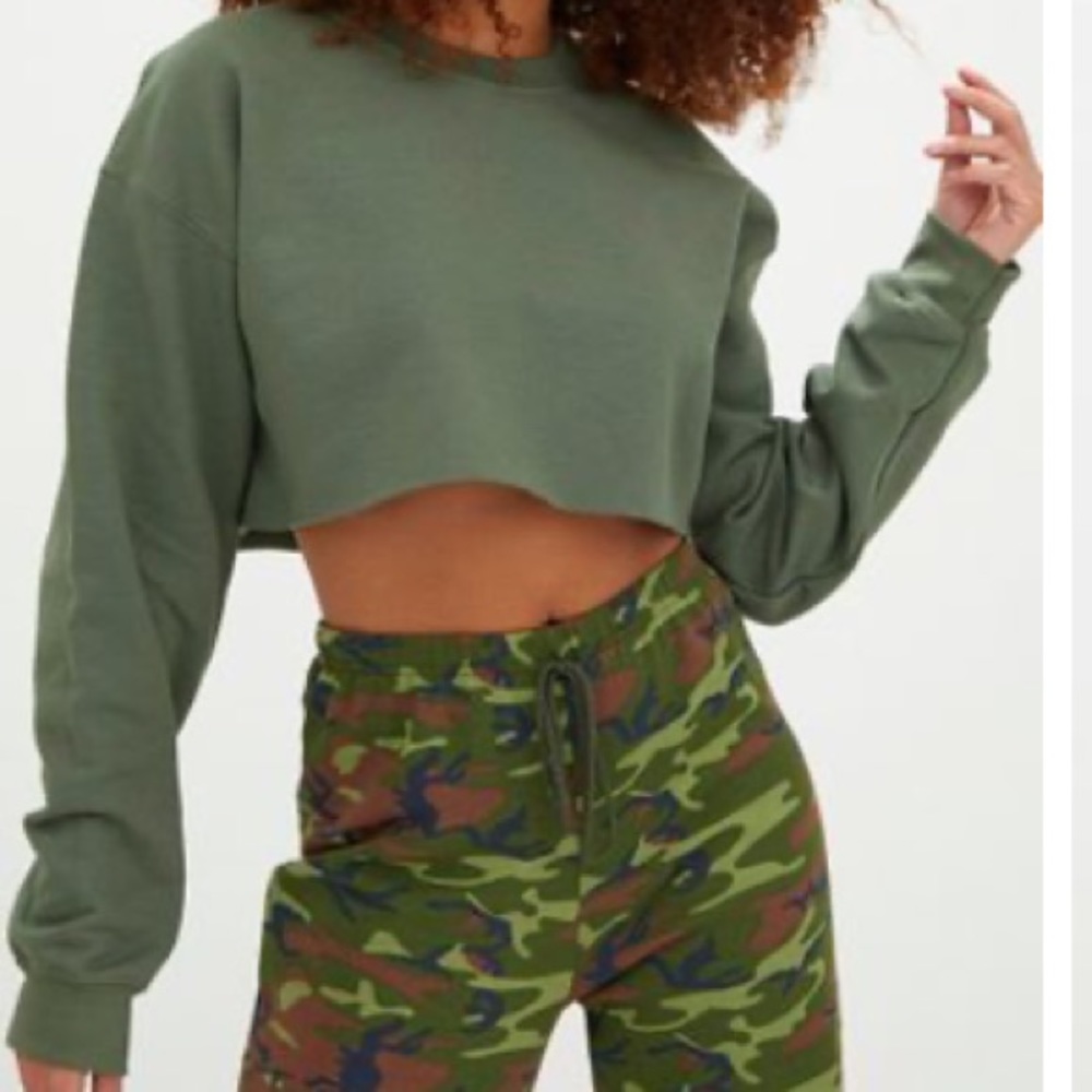Khaki Ultimate Cropped Sweater